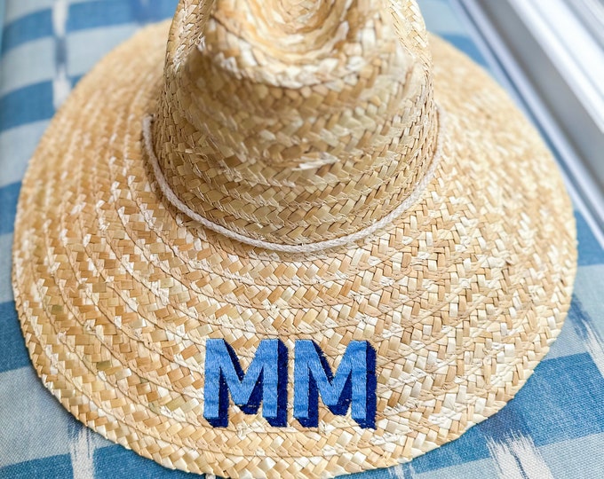 Monogrammed straw beach hat, personalized beachcomber hat
