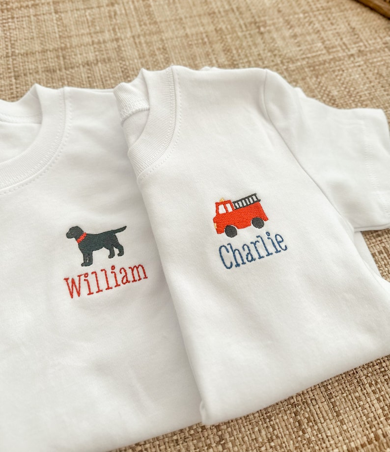 Custom Name Tshirt or Polo Boys Custom Embroidered Tshirt Etsy