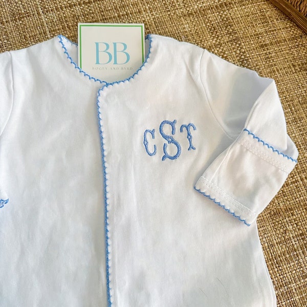 Newborn baby boy girl outfit, coming home outfit, newborn personalized footie, custom embroidered baby outfit, FOOTIE ONLY