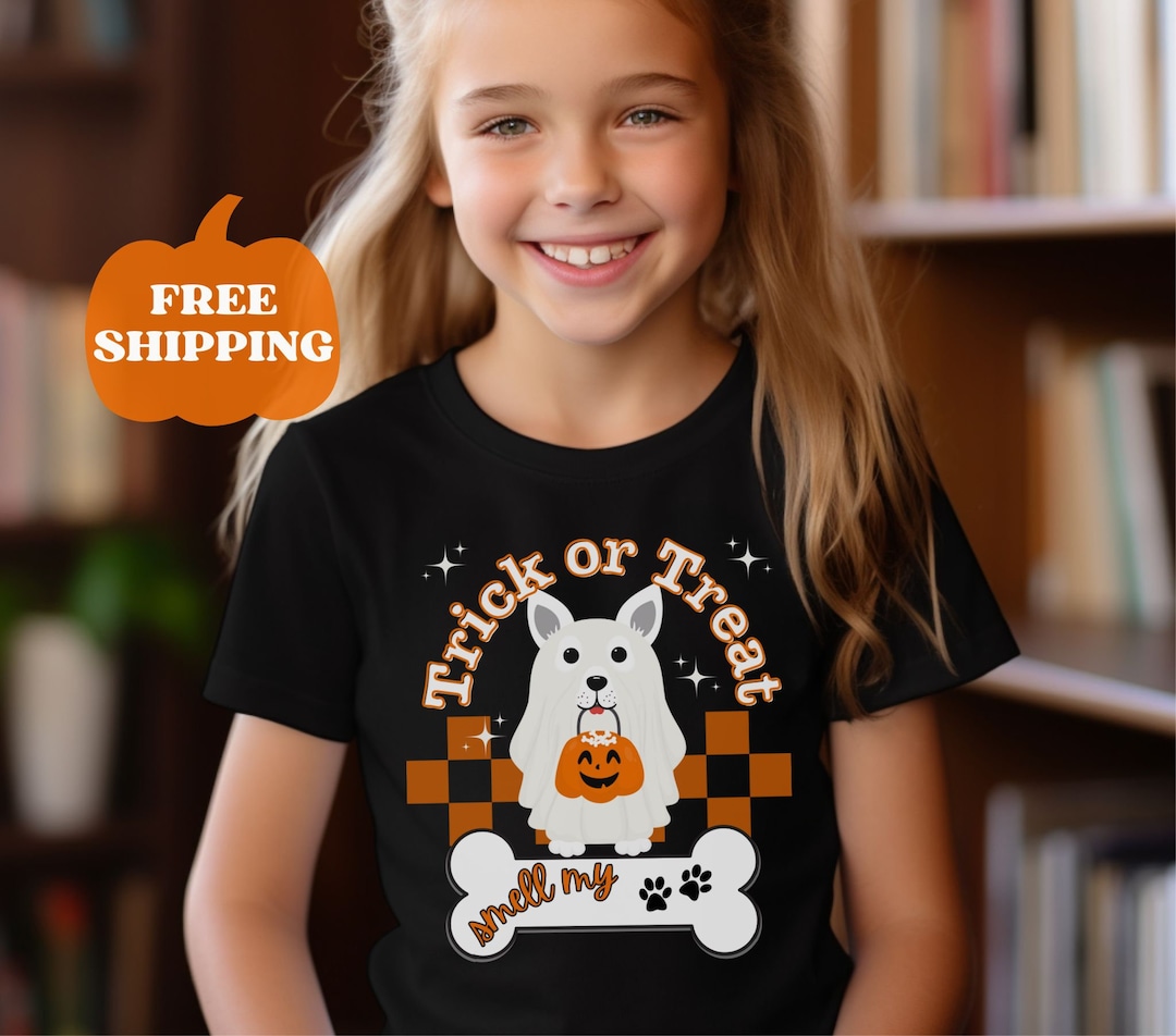 Kid's Halloween Dog Ghost Shirthalloween Kids Etsy