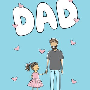 Vatertagskarte von Mädchen, Vatertagskartendesign, niedliche Vatertagsillustration, zum Vater von der Tochter