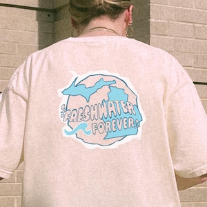 Freshwater Forever Michigan lakes Unisex Cotton Colors tee, Lake Life, Butter Yellow Shirt, Nature Lover Gift, Summer Shirt, Mi Shirt