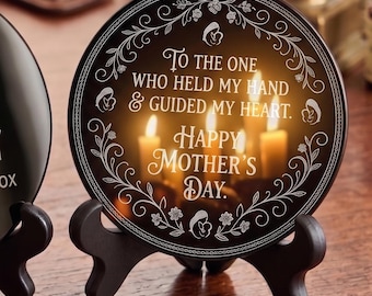 Espejo de obsidiana con soporte / Placa de cristal negro personalizada / Decoración para el hogar con grabado personalizado / Ideal para fiestas y bodas / Regalo