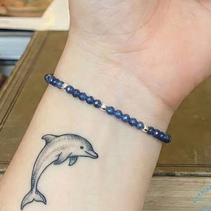 Delicate Sapphire Bracelet | 2MM Natural Blue Gemstone, 925 Sterling Silver, Stacking Jewelry