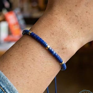 Lapis Lazuli Dainty Bracelet – 4mm Blue Gemstone, Adjustable Minimalist Jewelry (September Birthstone)