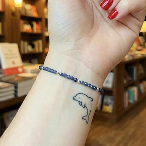 délicat bracelet saphir | Pierres précieuses bleues naturelles de 2 mm, argent sterling 925, bijoux à empiler