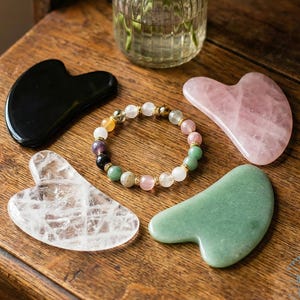 Rose Quartz Gua Sha Scraping Plate | Self-Care Crystal Face & Body Massage Tool | Beauty and Skin Care Gift for Her