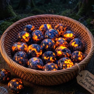 Glow-in-the-Dark Yooperlite Flame Stone, UV Reactive Sodalite Emberlite Tumble Stone (0.5-1")