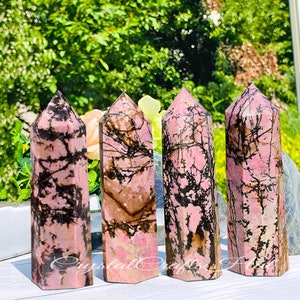 Natural Rhodonite Quartz Crystal Point Tower, Mineral Specimen , AAA+ Rhodonite Gemstone Crystal Obelisk Wand, Crystal Gift, Home Decoration