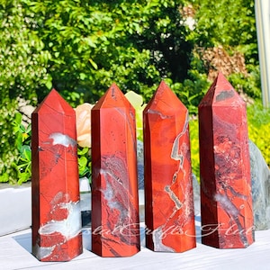 Natural Red Jasper Tower Point Obelisk, Red Jasper Gemstone Tower Point, Throat Chakra Stone Gift, Car Home Decoration, +Gift Pouch