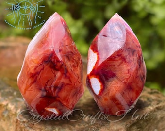 Raw Carnelian Flame Shaped Crystal AAA+ Large Rose Quartz Crystal Fire Flame Carnelian Crystal Carving Crystal Collection Tower Crystal Gift