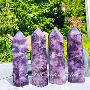 Natural Lepidolite Polished Tower Point, Mineral Specimen Gemstone Crystal Obelisk Wand, Purple Lepidolite Point Obelisk Wand, Yoga Gift