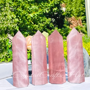 AAA+ Natural Rose Quartz Tower Point Obelisk Rough Pink Crystal Obelisk Wand Meditation Crystal Mineral Specimens Raw Quartz Crystal Gifts