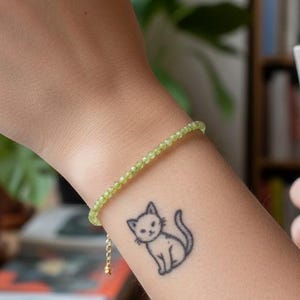 Peridot Minimalist Bracelet, 2mm Small Green Gemstone Jewelry, Delicate August Birthstone Crystal, Dainty Gift for Her