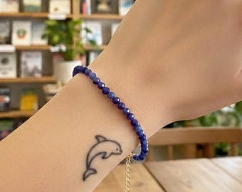 Natural Blue Kyanite Micro Faceted Bracelet – Dainty Minimalist Gemstone Jewelry