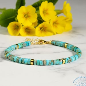 Bracciale turchese minimalista, gioielli in pietra con perline boho, bracciale regolabile con tubo di pietre preziose da 4 mm, regalo per le donne con pietra portafortuna di dicembre