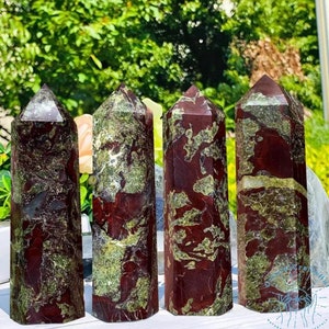 Bloedsteen torenpunt toverstaf, natuurlijke ruwe bloedsteen torenobelisk kristallen toverstaf, bloedsteen edelsteen stenen punt, yogakristal + cadeauzakje