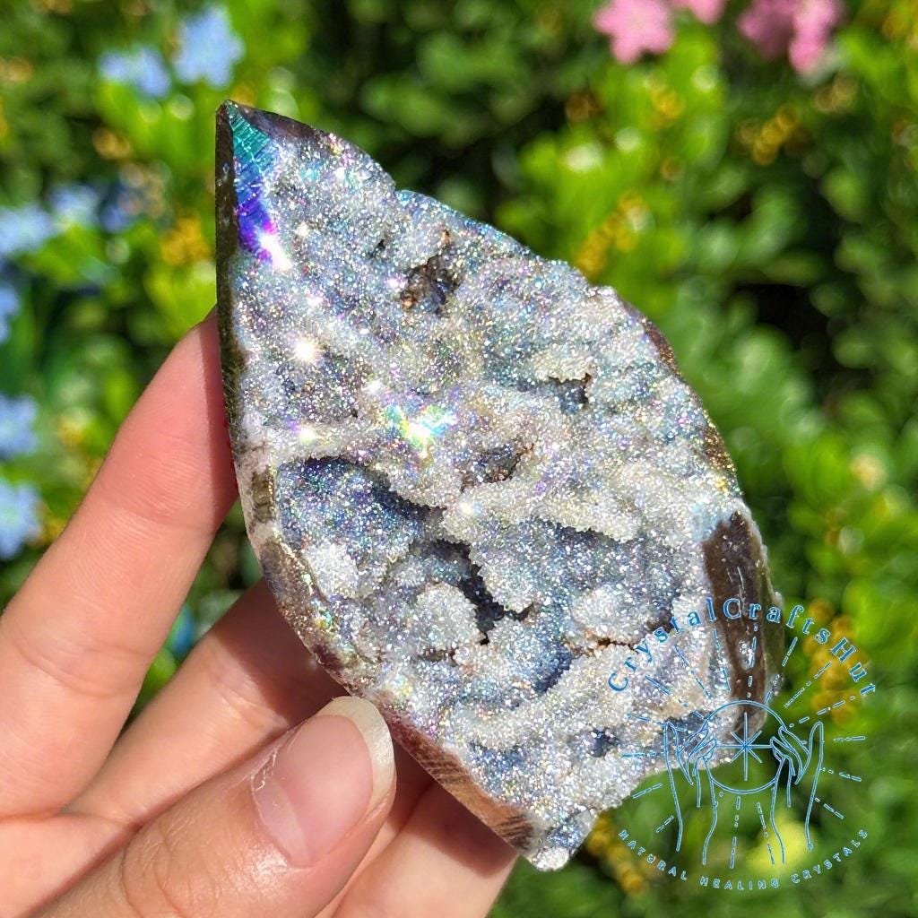 Punta Di Geode Sfalerite Aura Fiamma – Cristallo Raro Per Guarigione E Decorazione – 6-8 Cm - Foto 2