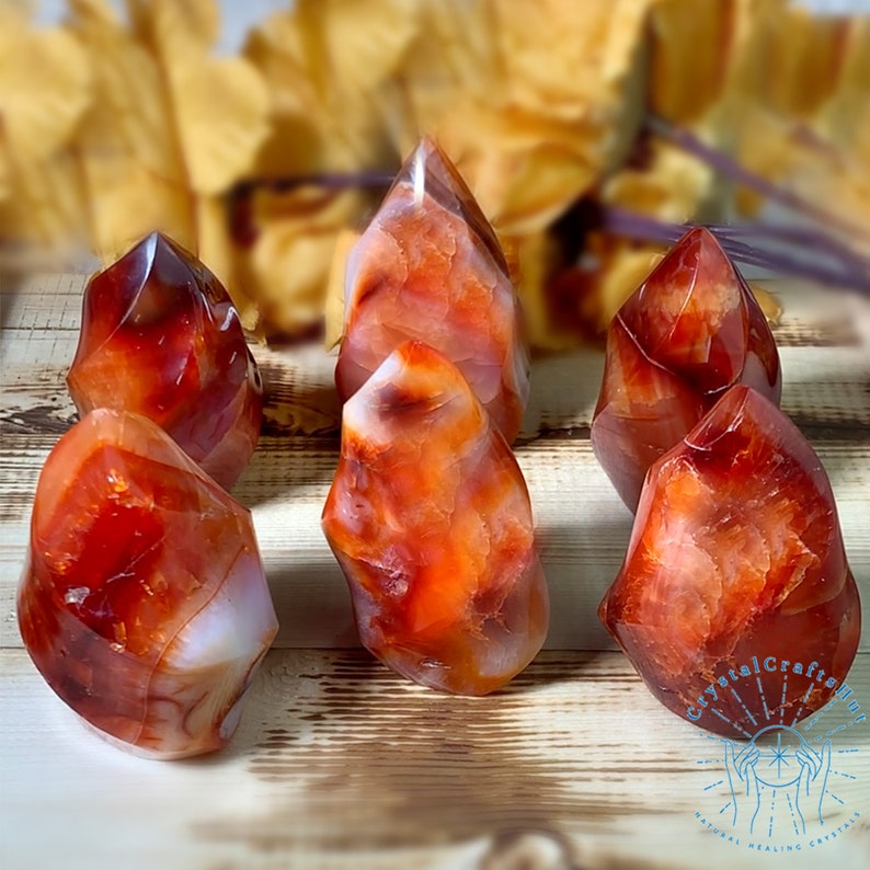 Raw Carnelian Flame Shaped Crystal AAA Large Rose Quartz Crystal Fire Flame Carnelian Crystal Carving Crystal Collection Tower Crystal Gift image 9