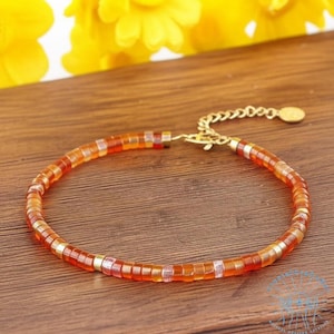 Carnelian Bracelet for Confidence, Genuine 4mm Red Gemstone Jewelry, Dainty Stretch Bracelet, Sacral Chakra Healing Crystal, Gift for Her