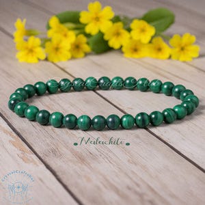 5mm Natural Malachite Bracelet • Beaded Stretch Yoga Bracelet • Crystal Healing Gemstone Jewelry • Gift for Her, Mom, Sister +Gift Pouch