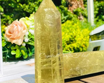 Natural Citrine Quartz Crystal Point Tower- Crystal Citrine Obelisk Wand -Citrine Gemstone Tower Mineral Specimen Home Decoration Gift