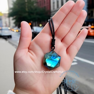 Labradorite Hexagram Pendant Necklace Adjustable Blue Labradorite Gemstone Choker Labradorite Crystal Necklace Birthday Christmas Gift