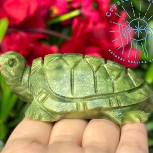 Green Jade Carved Turtle Statue 4Inch Crystal Animal Gemstone Turtle Miniature Stone Animal Figures Statue Home Decor Unique Christmas Gift