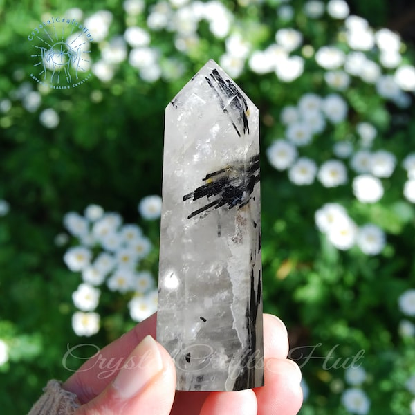 Black Terminated Quartz Tower Obelisk Gemstone Point Tower Mineral Specimen Collection Mini Energy Crystal Wand Tower Home Decor Stone Gift