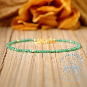 Australia Jade Minimalist Bracelet 3MM Skinny Bead Delicate Bracelet Green Jade Tiny Gemstone Bead Dainty Bracelet Crystal Bracelet Gift