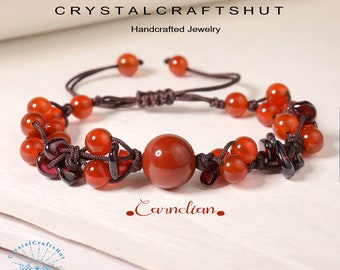 Red Carnelian Minimalist Bracelet Red Gemstone Bead Anklet Tiny Bead Stone Bracelet Adjustable Yoga Crystal Dainty Bracelet Unique Gift