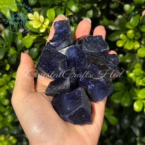 AAA+ Blue Goldstone Raw Stones Natural Blue Goldstone Quartz Crystal Gemstones Rock Stones Raw Crystal Rough Stones for Jewelry DIY Gift