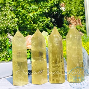 New Citrine Quartz Tower Rock Crystal Obslisk Point - Yellow Crystal Obelisk Wand - Mineral Specimen Collection Crystal Gift - Home Decor