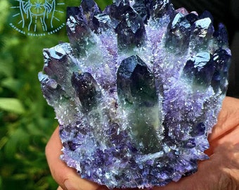 Raw Purple Phantom Ghost Crystal Cluster Rock Green Quartz Geode Cluster Mineral Specimen Collection Amethyst Cluster Home Decor Unique Gift