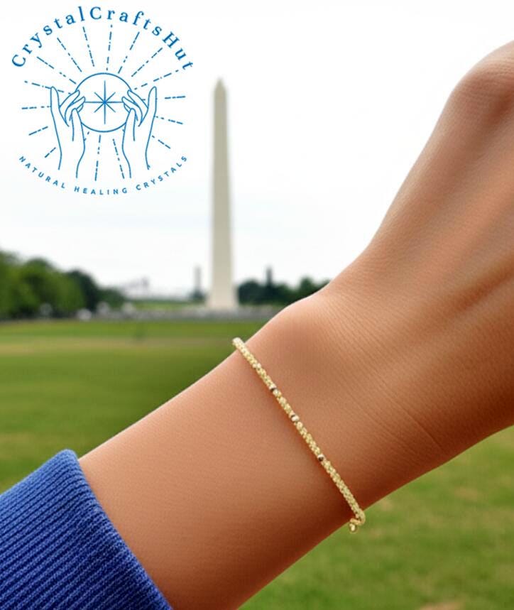 Natural Citrine Bead Dainty Bracelet 2MM Tiny Bead Delicate Bracelet Gemstone Stone Minimalist Bracelet Yoga Skinny Crystal Bracelet Gift
