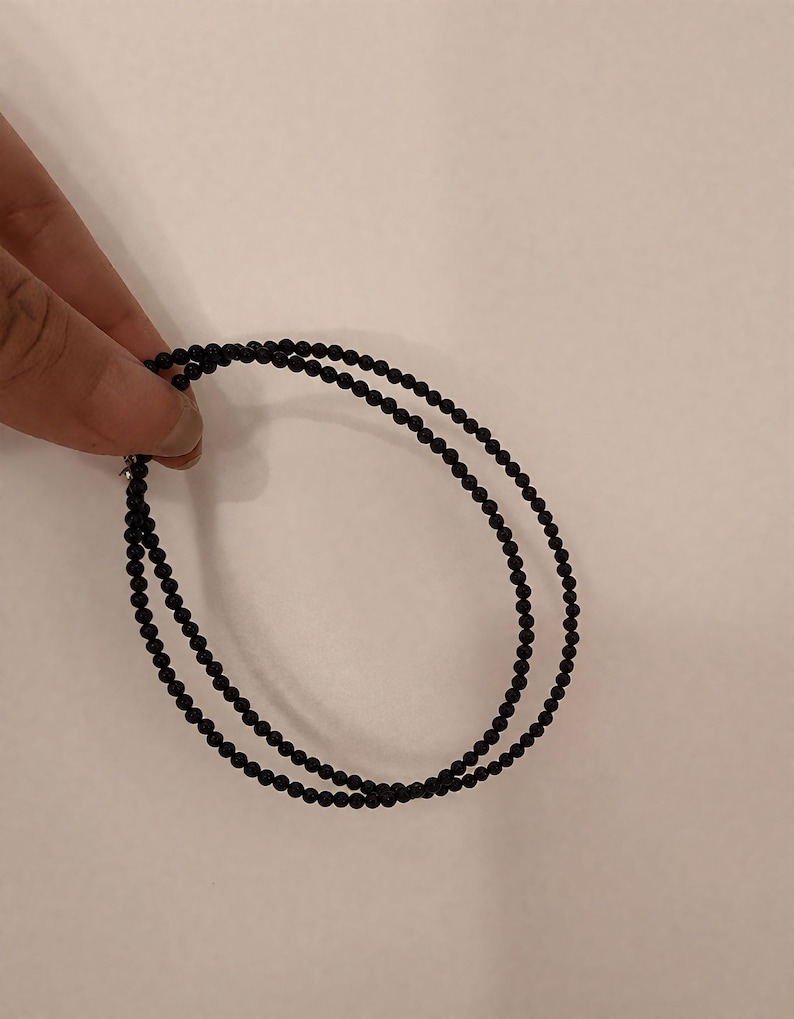 AAA + Obsidian Stein Zarte Halskette 2 MM Kleine Schwarze Edelstein Perlen Zierliche Choker Natürliche Schwarze Obsidian Minimalist Choker Kristall Geschenk 3 PCS