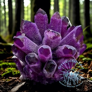 見事なダークパープルアメジストクラスタージオード | 原石ファントムクォーツタワー | ユニークなクリスタルミネラル標本。ご自宅の装飾や心のこもったギフトに最適です。