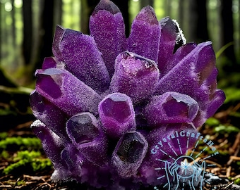 Stunning Dark Purple Amethyst Cluster Geode | Raw Phantom Quartz Tower | Unique Crystal Mineral Specimen for Home Decor & Thoughtful Gift