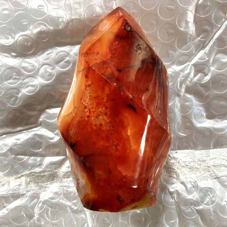 Raw Carnelian Flame Shaped Crystal AAA Large Rose Quartz Crystal Fire Flame Carnelian Crystal Carving Crystal Collection Tower Crystal Gift image 7