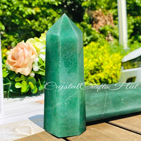 AAA+ Green Aventurine Tower Point Wand, Natural Aventurine Gemstone Point Tower Wand, Healing Crystal Wand, Yoga Gift, Gifts for Mom