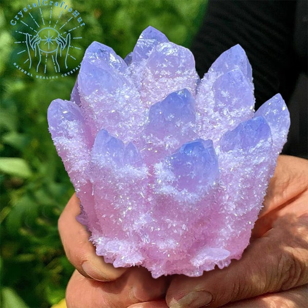 Rare Purple Pink Phantom Ghost Crystal Cluster Rock Quartz Cluster Mineral Specimen Collection Home Decor Green Crystal Tower Crystal Gift