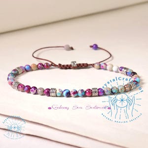 Galaxy Sea Sediment Jasper Bracelet Blue Purple Jasper Minimalist Bracelet 3mm Gemstone Beaded Bracelet Jasper Birthstone Dainty Bracelet