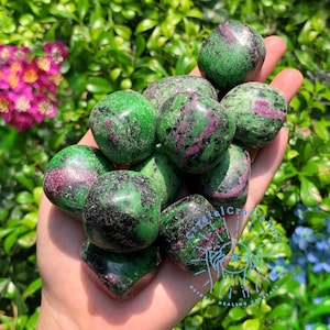 Ruby Zoisite Stone Rough Ruby Zoisite Tumbled Stones AAA+ Raw Green Purple Gemstones Grounding Stone 1-1.3&quot; Raw Meditation Crystal Gift