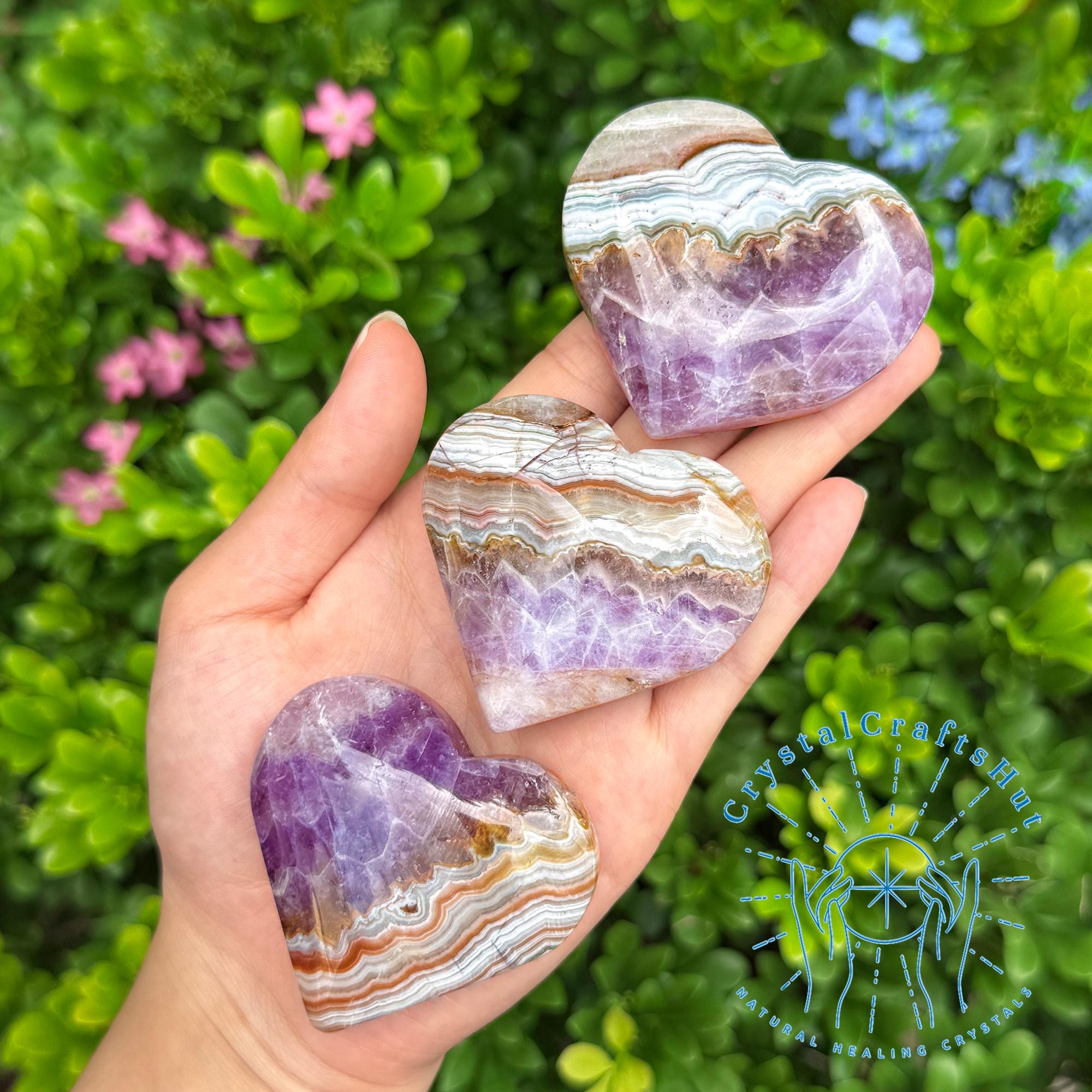 Rare Mexican Amethyst Crazy Lace Agate Heart | Natural Gemstone