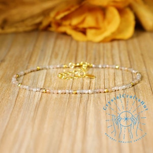 Sunstone Bead Dainty Bracelet 3MM Tiny Bead Delicate Bracelet Gemstone Stone Minimalist Bracelet Adjustable Yoga Crystal Bracelet Gift