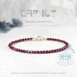 Garnet Minimalist Bracelet, Natural 3mm Garnet Faceted Beads Bracelet, January Birthstone Garnet Bracelet, Unique Customizable Bracelet Gift