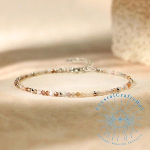 Botswana Agate Bracelet, Natural 2mm Agate Gemstone Beaded Minimalist Bracelet, Botswana Agate Crystal Dainty Bracelet, Birthstone Gifts