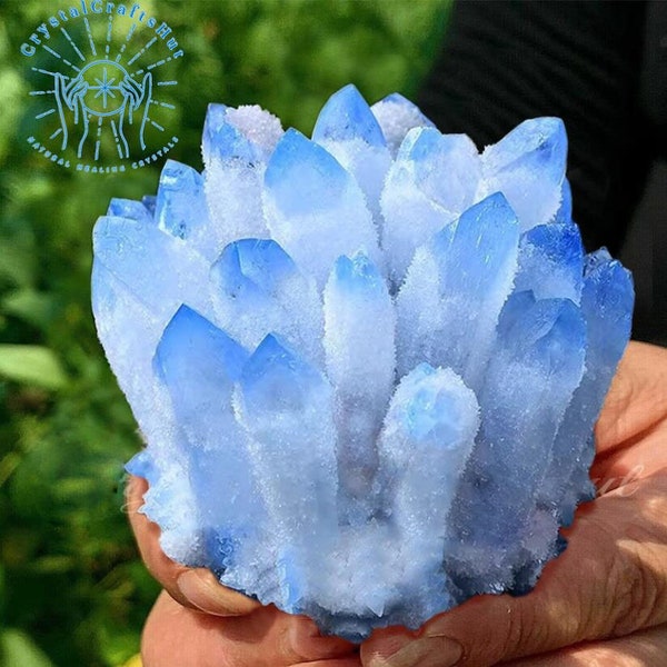 Really Rare Raw Blue Quartz Cluster Rough Geode Quartz Cluster Rock Crystal Quartz Cluster Home Decor Collection Crystal Tower Crystal Gift