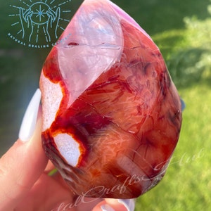 Raw Carnelian Flame Shaped Crystal AAA Large Rose Quartz Crystal Fire Flame Carnelian Crystal Carving Crystal Collection Tower Crystal Gift image 2