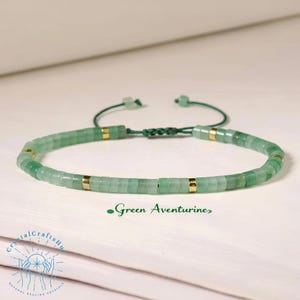 Green Aventurine Bracelet 4mm Green Gemstone Tube Minimalist Bracelet Aventurine Birthstone Bracelet Green Crystal Dainty Bracelet Nice Gift